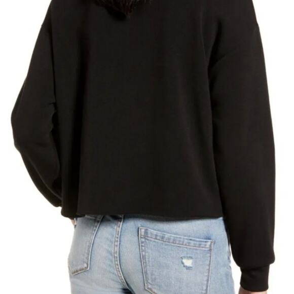 NWT Black Fizz the Season Metallic Graphic Cropped Sweatshirt size Large - Picture 4 of 5